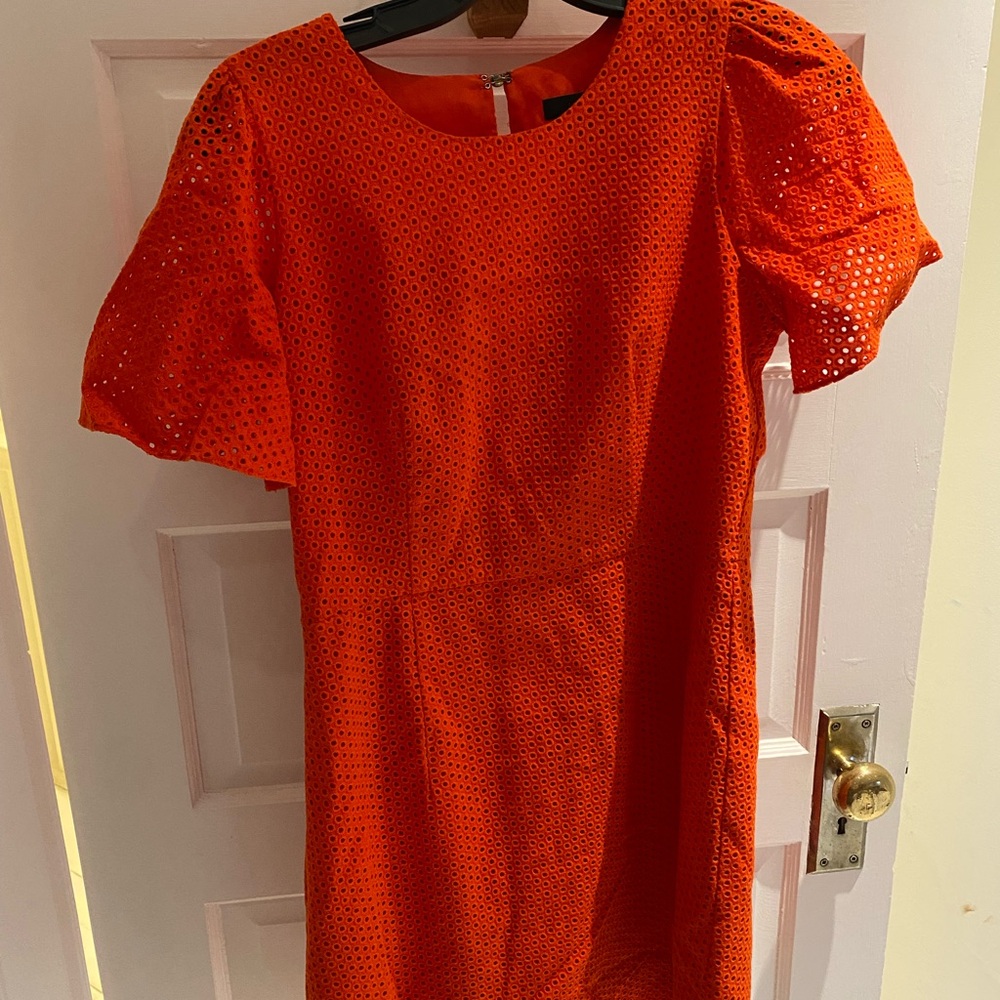 J. Crew Bright Orange Eyelet Dress